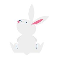 cute easter little rabbit seated back character vector