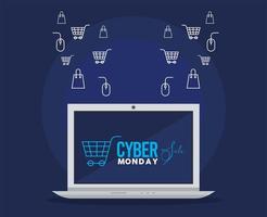 cyber monday with laptop vector