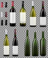 Red and white wine bottles. Empty wine bottles. vector