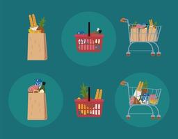food and shopping icon collection vector