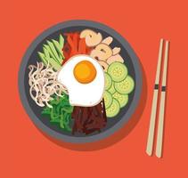 bibimbap con palillos vector