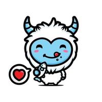 cute yeti mascot character design vector