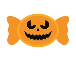 halloween sweet candy with face icon vector