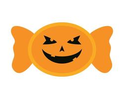 dulces de halloween con icono de cara vector