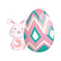 cute easter little rabbit with egg paint character vector