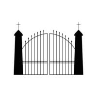 cemetery gate entrance silhouette icon vector