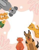 six differents pets vector
