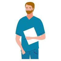 bearded doctor with documents vector