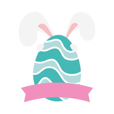 happy easter egg paint with waves and ears rabbit