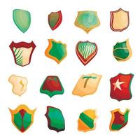 Shield icons set in cartoon style vector