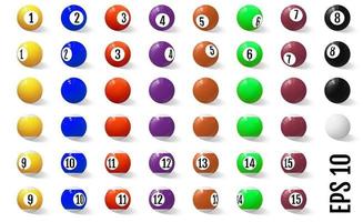 Billiard, pool or snooker balls with numbers. vector