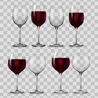 Empty and full transparency red wine glass. Vector. vector