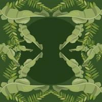 square frame tropical leafs vector