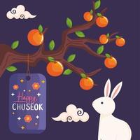 feliz diseño chuseok con conejo vector