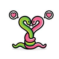 Vector design of a pair of snakes in love