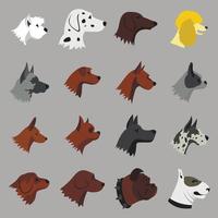 Dog icons set, flat style vector