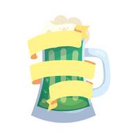 saint patrick celebration beer green jar with ribbon vector