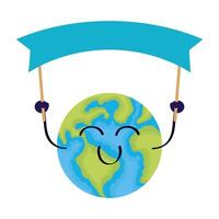 world planet earth smiling face with banner vector