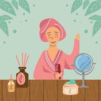 woman in home spa vector