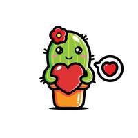 cute cactus mascot character design vector