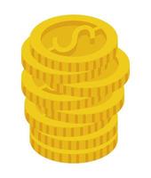 pile coins dollars vector