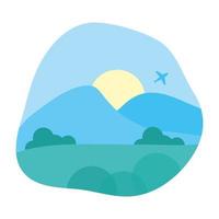 beautiful landscape with airplane flying scene vector