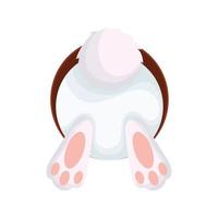 cute easter little rabbit entering in hole character vector