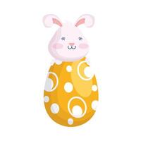 cute easter little rabbit with big egg paint character vector