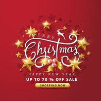 Happy New Year and Merry Christmas sale banner poster template vector