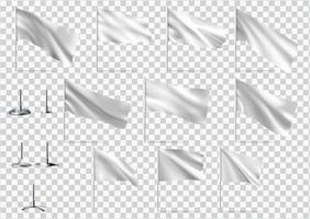 Mockups of white flags. Vector