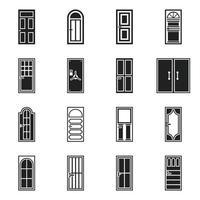 Door icons set, simple style vector