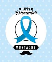 happy movember postcard vector