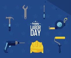 seven labor day icons vector