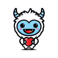 cute yeti mascot character design vector