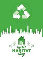 world habitat day postcard vector