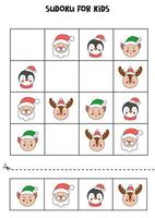 Sudoku game for kids with Christmas pictures. vector