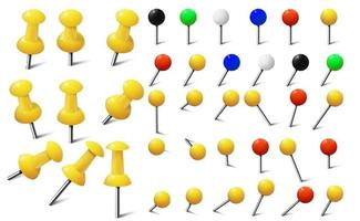 Colored various pushpins, map tacks and pins vector