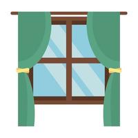 window with courtain vector