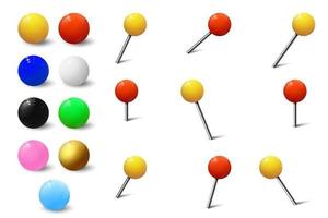 Colored various pushpins, map tacks and pins vector