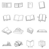 libro delgado conjunto de iconos vector