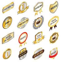 Golden labels collection, isometric 3d style vector