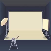 Photo studio with lighting equipment cartoon style vector