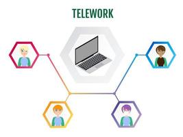 Telework. Remote work as a new work order and lifestyle. vector