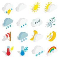 Weather icons set, isometric 3d style vector