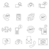 conjunto de iconos de servicio de soporte, estilo de línea fina