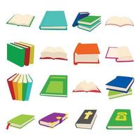 conjunto de iconos de libro, estilo de dibujos animados vector