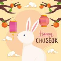 conejo en happy chuseok vector