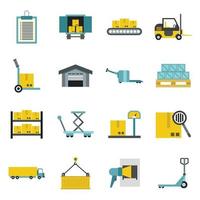 Logistic icons set, flat style vector