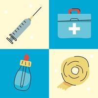 four med kits icons vector