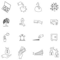 Money icons set, thin line style vector